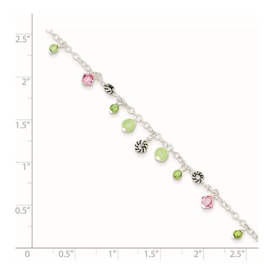 Sterling Silver Prasiolite & Peridot Beaded Anklet – view 5