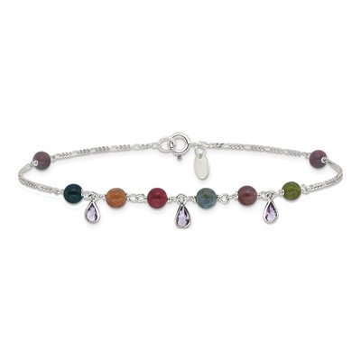 Sterling Silver Fancy Jasper Anklet – view 6