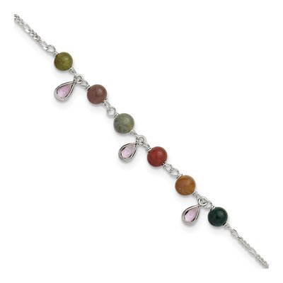 Sterling Silver Fancy Jasper Anklet