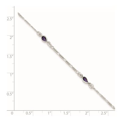 Sterling Silver Purple Glass Anklet – view 2