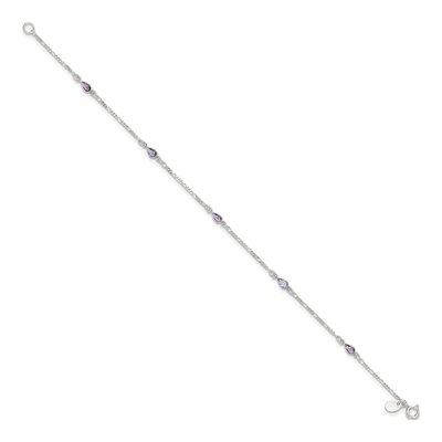 Sterling Silver Purple Glass Anklet – view 3