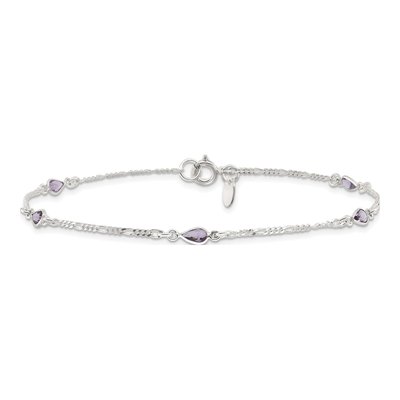 Sterling Silver Purple Glass Anklet – view 4