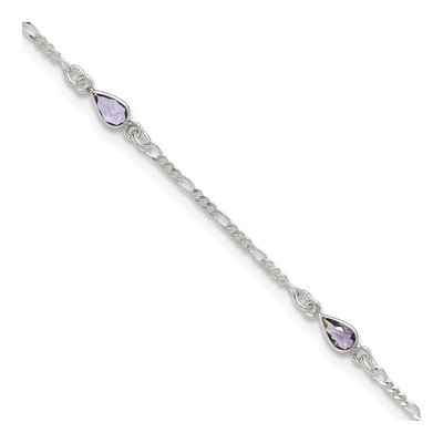 Sterling Silver Purple Glass Anklet