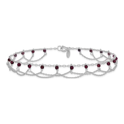 Sterling Silver Rhodolite Garnet Anklet – view 4