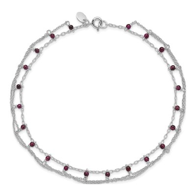 Sterling Silver Rhodolite Garnet Anklet – view 7