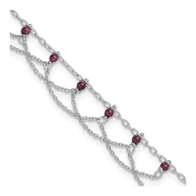 Sterling Silver Rhodolite Garnet Anklet