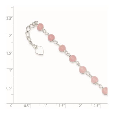 Sterling Silver Pink Glass Heart Anklet – view 3
