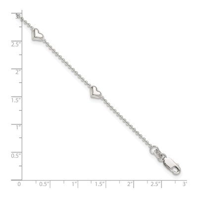 Sterling Silver Puffed Heart Anklet – view 5