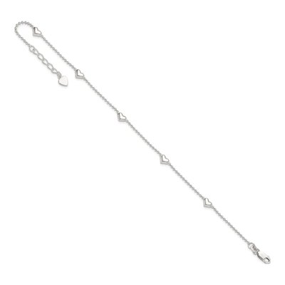 Sterling Silver Puffed Heart Anklet – view 8