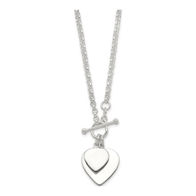 Sterling Silver Double Heart Pendant Necklace – view 3