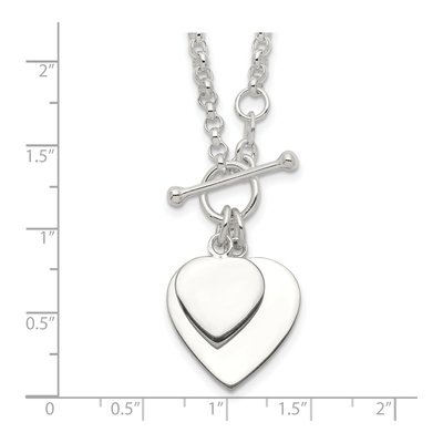Sterling Silver Double Heart Pendant Necklace – view 6