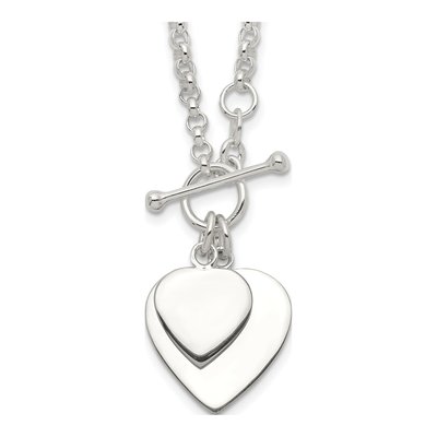 Sterling Silver Double Heart Pendant Necklace