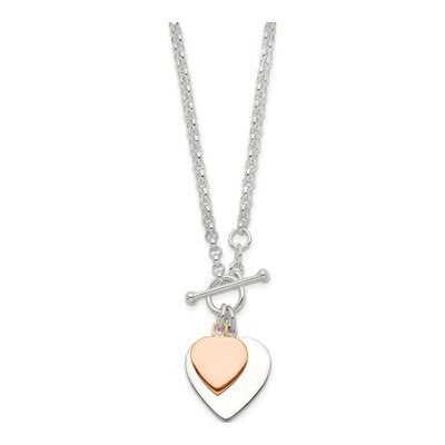Sterling Silver Double Heart Toggle Pendant Necklace – view 3