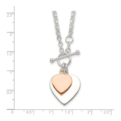 Sterling Silver Double Heart Toggle Pendant Necklace – view 4