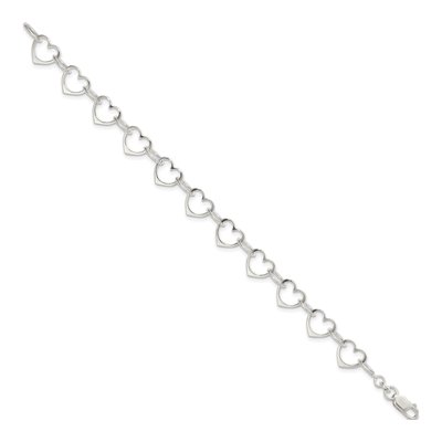 Sterling Silver Heart Link Bracelet – view 3