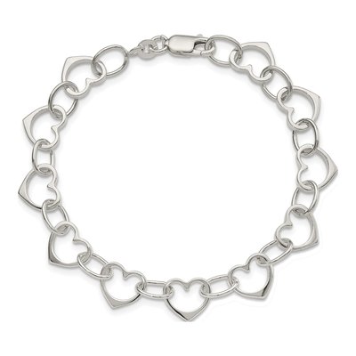 Sterling Silver Heart Link Bracelet – view 4