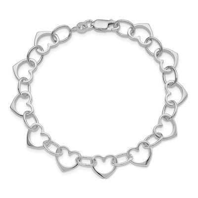 Sterling Silver Heart Link Bracelet – view 4
