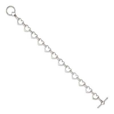 Sterling Silver Heart Circle Link Bracelet – view 3