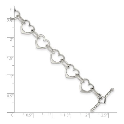 Sterling Silver Heart Circle Link Bracelet – view 4