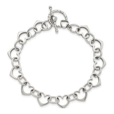 Sterling Silver Heart Circle Link Bracelet – view 5