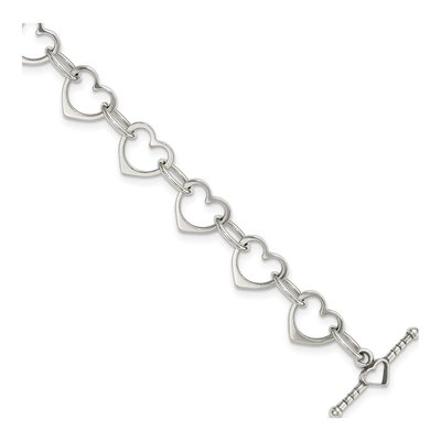 Sterling Silver Heart Circle Link Bracelet