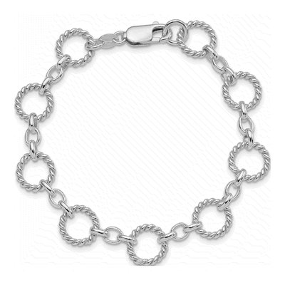 Sterling Silver Twist Circle Link Bracelet – view 4