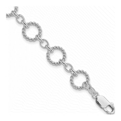 Sterling Silver Twist Circle Link Bracelet