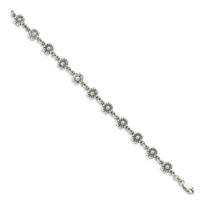 Sterling Silver Antiqued Flower Bracelet – view 3