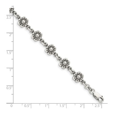 Sterling Silver Antiqued Flower Bracelet – view 5