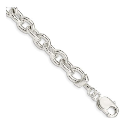 Sterling Silver 10mm Fancy Link Chain Bracelet