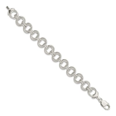 Sterling Silver 11.5mm Fancy Link Chain Bracelet – view 3