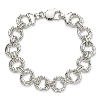 Sterling Silver 11.5mm Fancy Link Chain Bracelet – view 4
