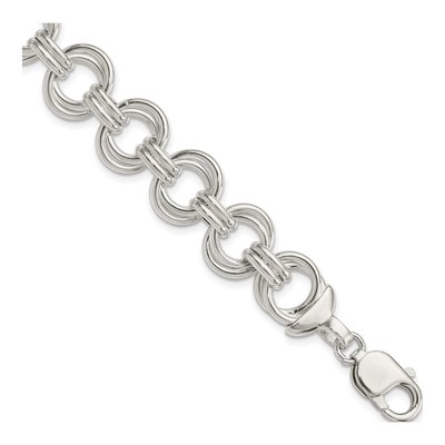 Sterling Silver 11.5mm Fancy Link Chain Bracelet