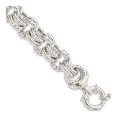Sterling Silver 15mm Fancy Link Chain Bracelet