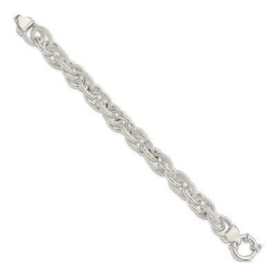 Sterling Silver 11mm Fancy Link Chain Bracelet – view 3