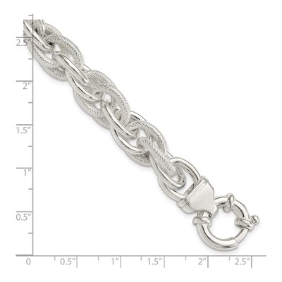 Sterling Silver 11mm Fancy Link Chain Bracelet – view 5