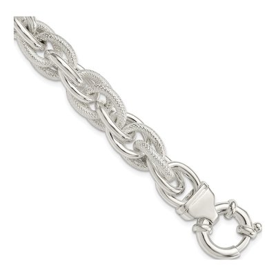 Sterling Silver 11mm Fancy Link Chain Bracelet