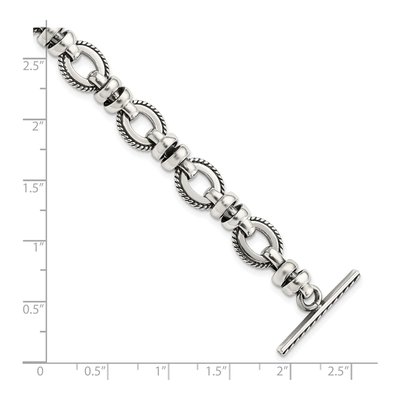 Sterling Silver 11mm Handmade Antiqued Fancy Link Chain Bracelet – view 5