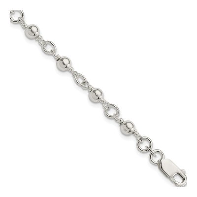Sterling Silver Beaded Fancy Link Bracelet