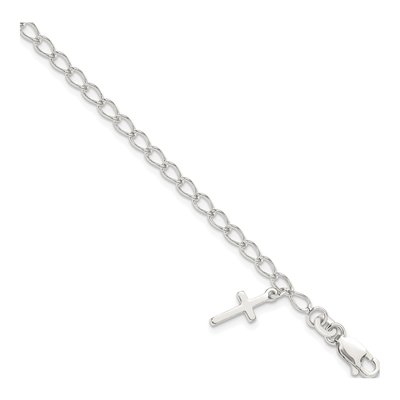 Sterling Silver Girl's Cross Bracelet