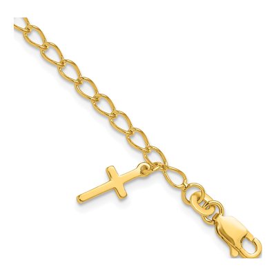 Gold-Plated Sterling Silver Girl's Cross Bracelet