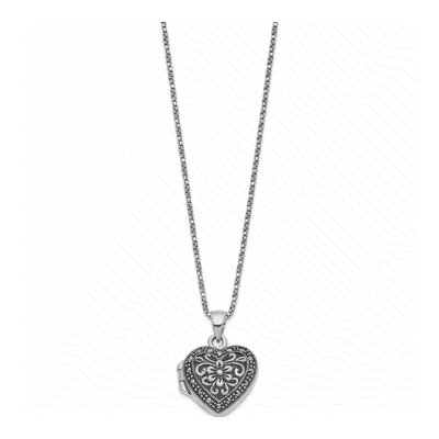 Sterling Silver Marcasite Heart Locket Pendant Necklace – view 3