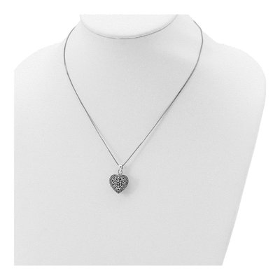 Sterling Silver Marcasite Heart Locket Pendant Necklace – view 4