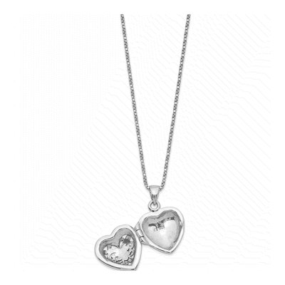 Sterling Silver Marcasite Heart Locket Pendant Necklace – view 6