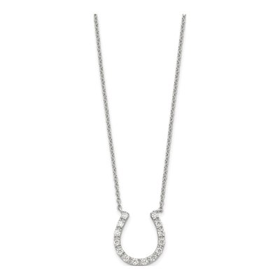 Sterling Silver CZ Horseshoe Pendant Necklace – view 3