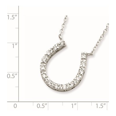 Sterling Silver CZ Horseshoe Pendant Necklace – view 4