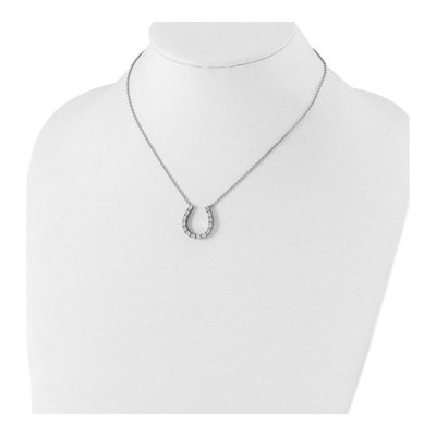 Sterling Silver CZ Horseshoe Pendant Necklace – view 5