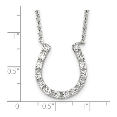 Sterling Silver CZ Horseshoe Pendant Necklace – view 6