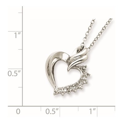 Sterling Silver Diamond Heart Pendant Necklace – view 4