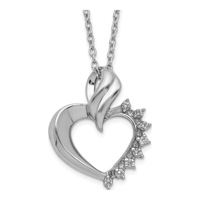 Sterling Silver Diamond Heart Pendant Necklace